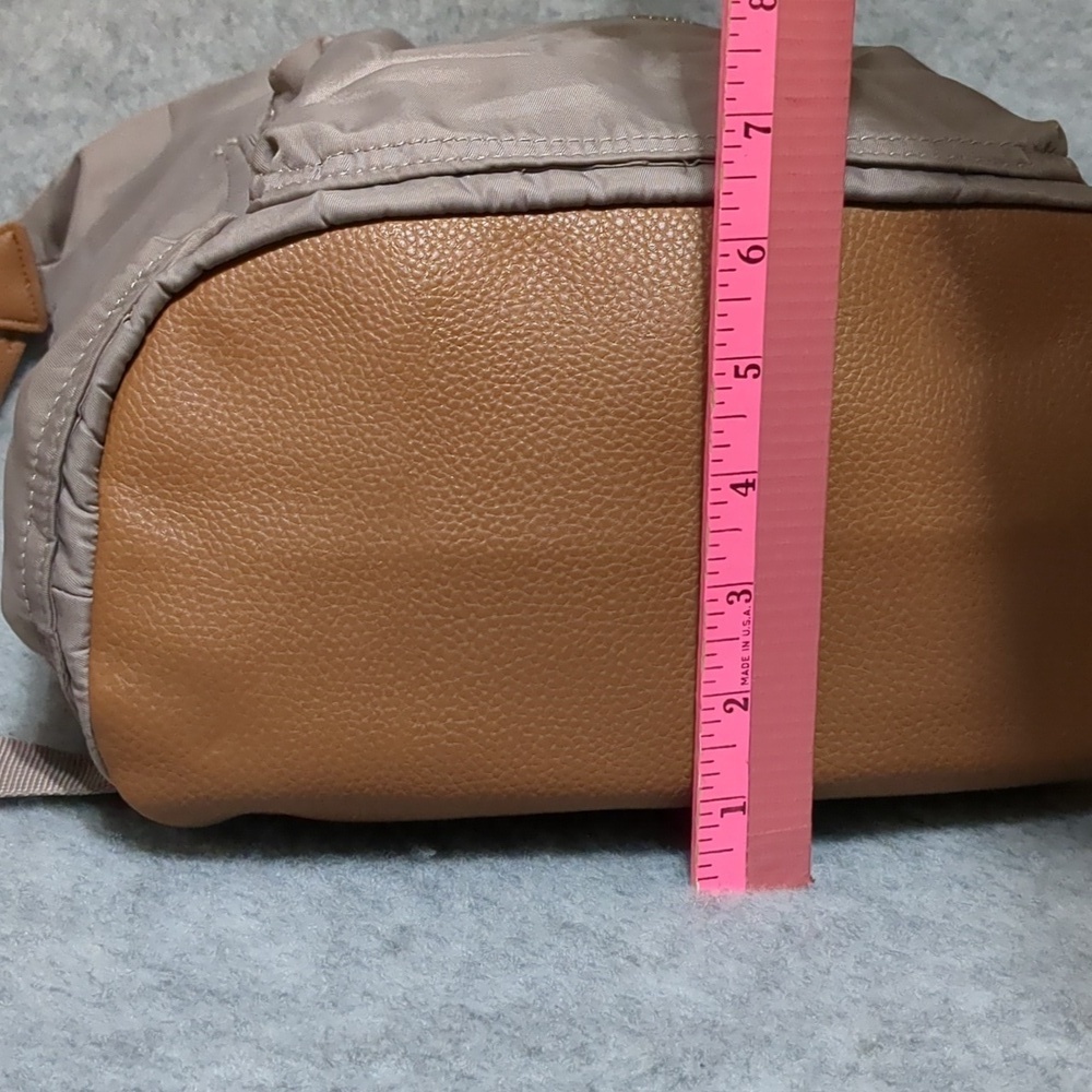 Tommy Bahama Lilac Nylon Campus Travel Laptop Backpack Tan Faux Leather NWOT - Picture 7 of 10